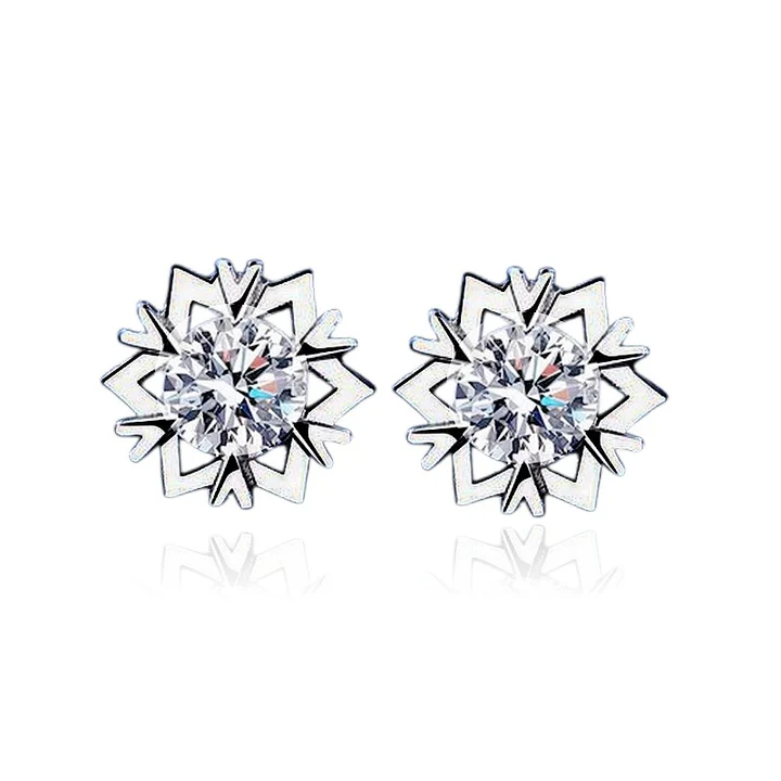 BOUCLE D'OREILLE " FLOCON DE NEIGE " ARGENT 925