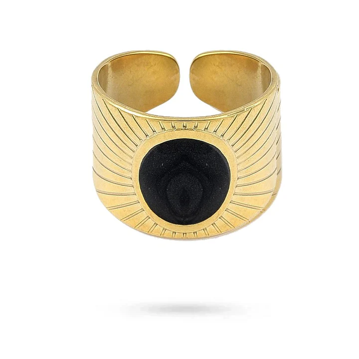 BAGUE ACIER INOXYDABLE EMAIL NOIR