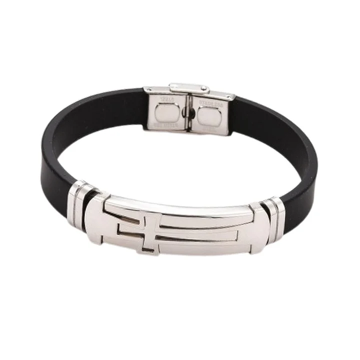 BRACELET ACIER INOXYDABLE CABLE NOIR