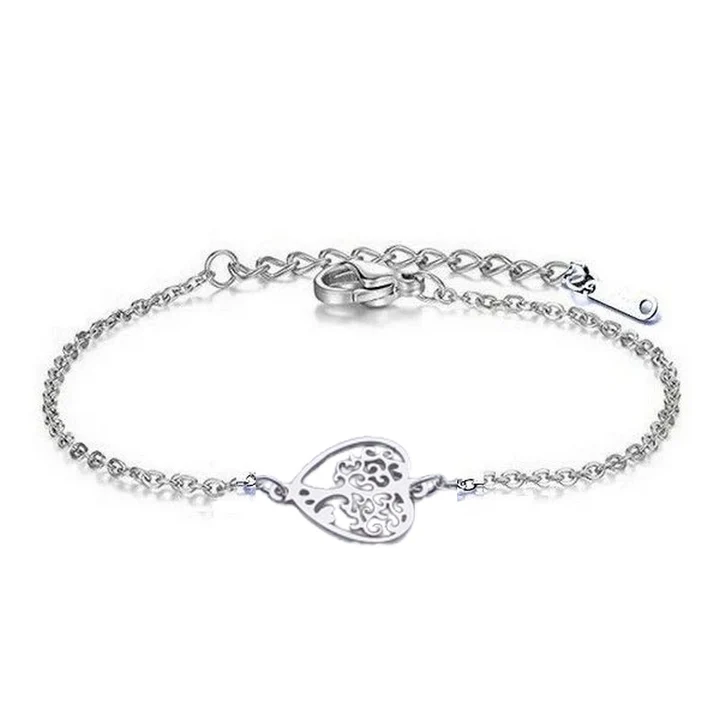 BRACELET ACIER INOXYDABLE " ARBRE DE VIE COEUR "