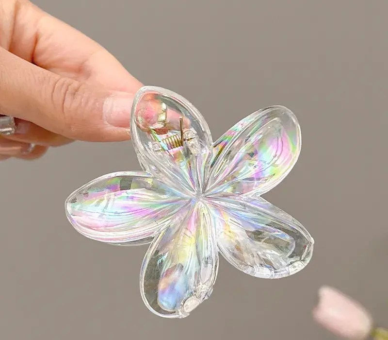 PINCE A CHEVEUX ( FLEUR DE MONOÏ ) BLANC TRANSPARENT 